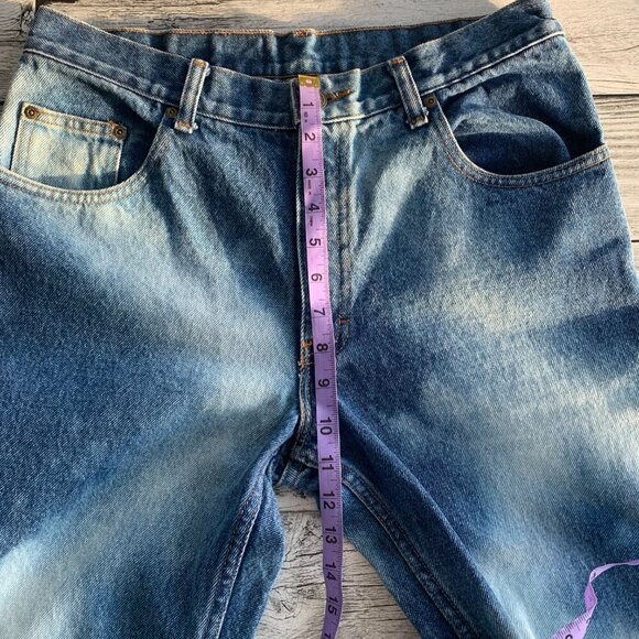 Vintage 90s Bleached Blue Denim High Rise Raw Hem Ankle Straight Leg Jeans - Picture 10 of 14